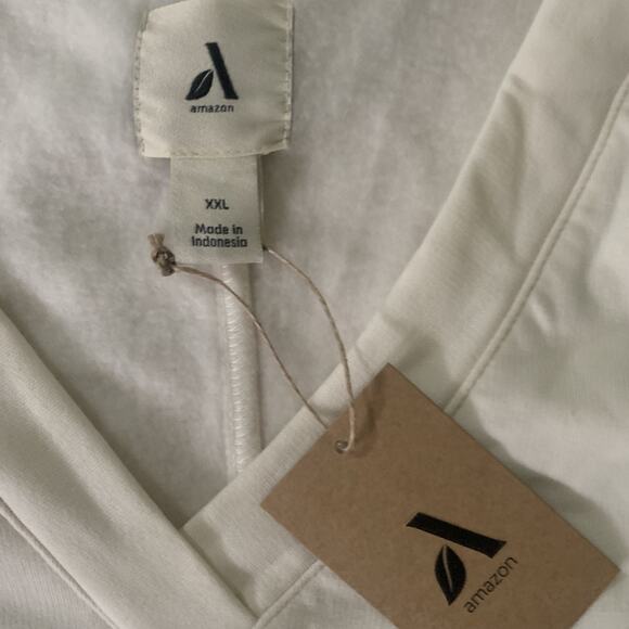 NWT Amazon Aware Women Relaxed Fit Fleece Sweatshirt V Neck Cozy Cream XXL - Picture 3 of 6